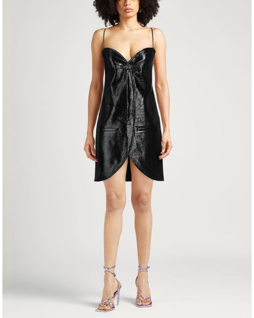 Courreges Black Mini Dress Cotton, Polyurethane, Elastane, Polyester