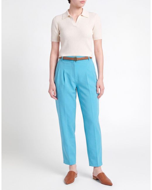 Fracomina Blue Pants Polyester, Elastane