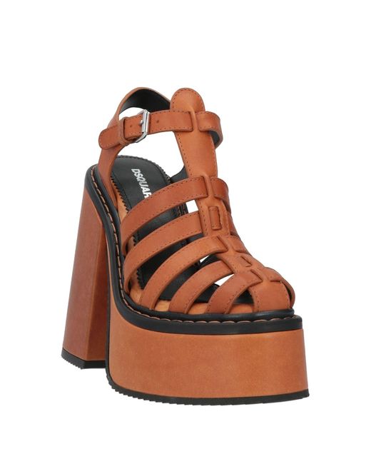 DSquared² Brown Berlin Rock 140mm Leather Sandals