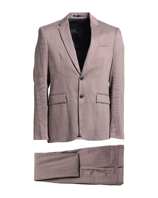 Grifoni Natural Khaki Suit Linen, Viscose, Elastane for men