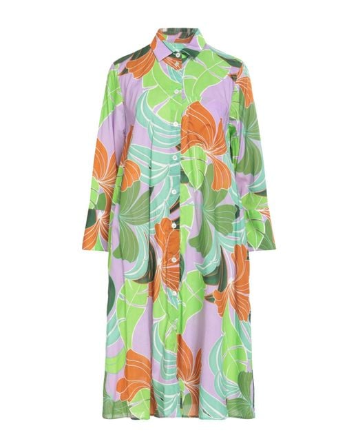 Robert Friedman White Floral Print Cotton Midi Shirtdress