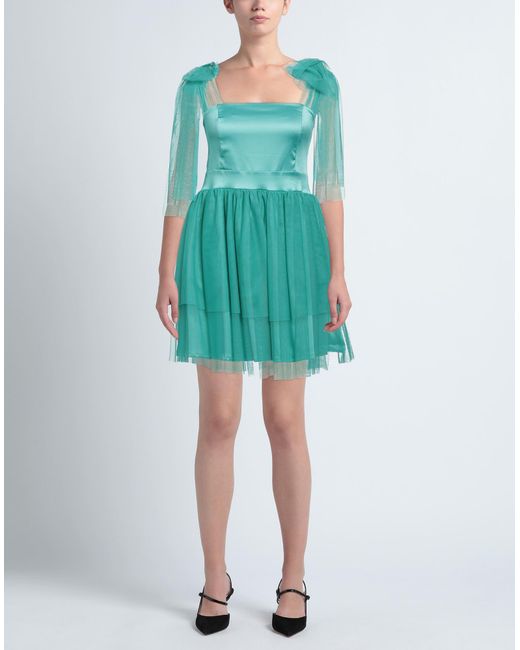 Siste's Green Emerald Mini Dress Polyester, Cotton, Elastane