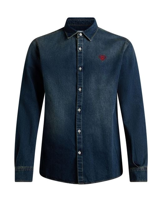 FAMILY FIRST Blue Denim Shirt Cotton for men