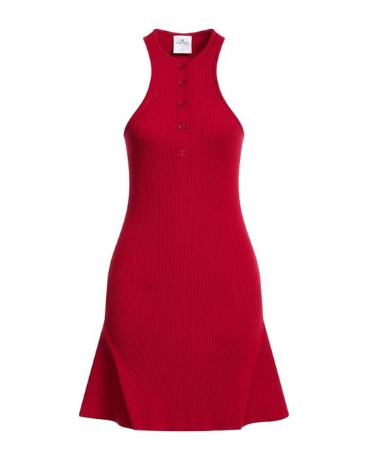 Courreges Red Mini Dress Viscose, Polyester