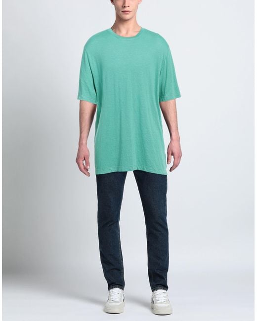 FILIPPO DE LAURENTIIS Blue T-Shirt Linen, Elastane for men