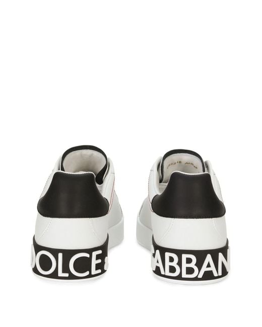 Zapatillas bajas Portofino de piel Dolce & Gabbana de hombre de color White
