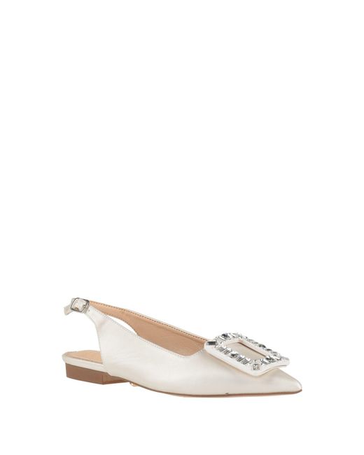 Twenty Four Haitch White Ballet Flats
