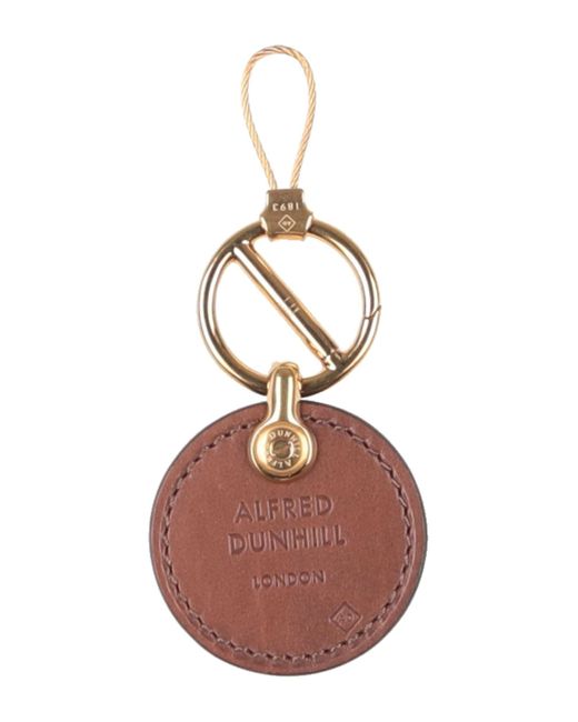 Dunhill Brown Tan Key Ring Soft Leather, Metal for men