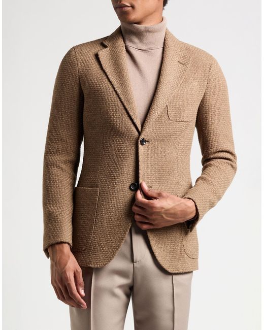 Emporio Armani Brown Camel Blazer Virgin Wool, Cashmere for men