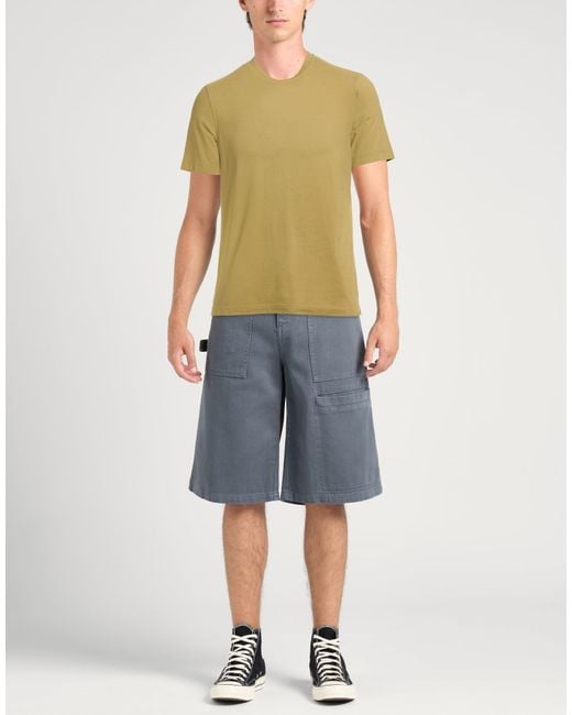 Alpha Studio Yellow Khaki T-Shirt Cotton, Elastane for men