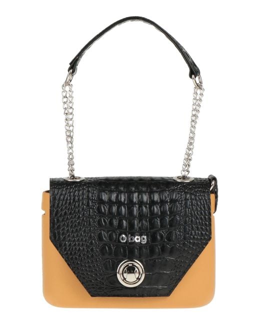 O bag Black Handbag Polyurethane, Polyester