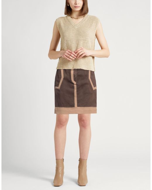 Alberta Ferretti Brown Mini Skirt Cotton, Elastane