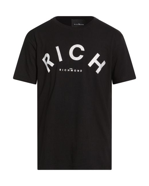 John Richmond Black T-Shirt Cotton, Elastane for men