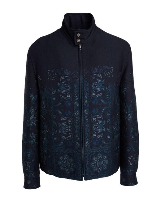 Etro Blue Midnight Jacket Wool, Polyester, Cotton for men