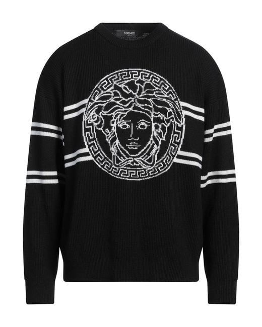 Versace Black Sweater Virgin Wool for men