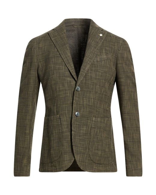 L.b.m. 1911 Green Khaki Blazer Cotton, Silk for men