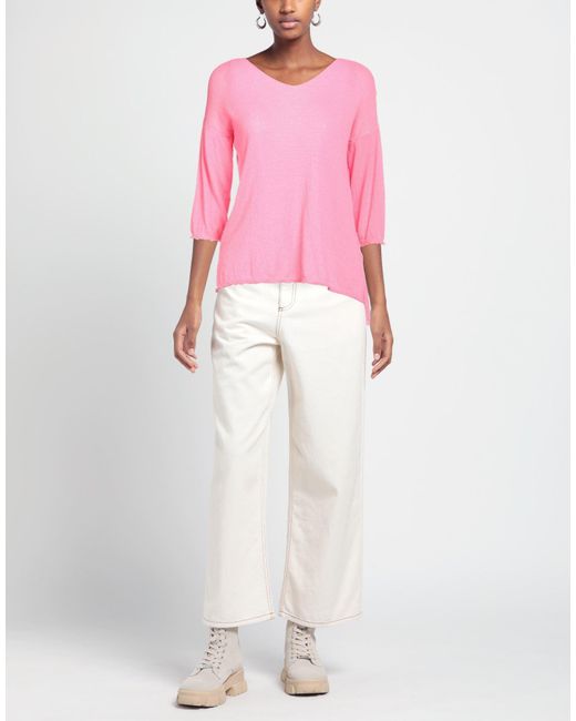 Pullover di CROCHÈ in Pink