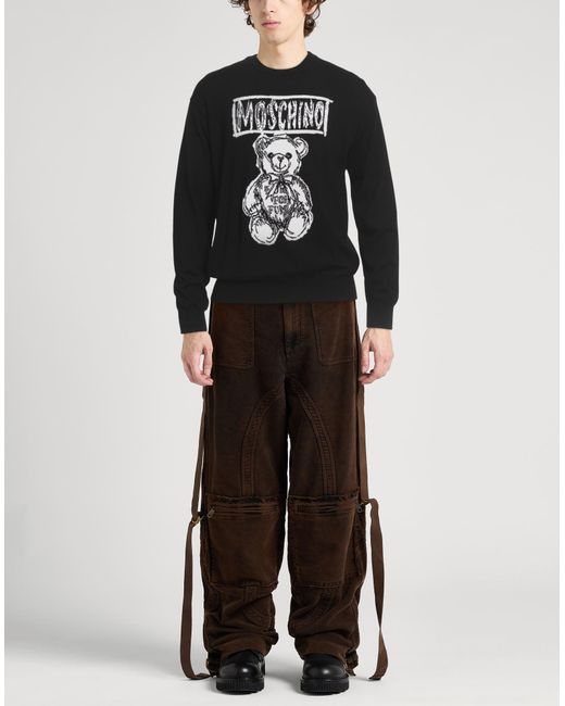 Moschino Black Couture Sweater Virgin Wool for men