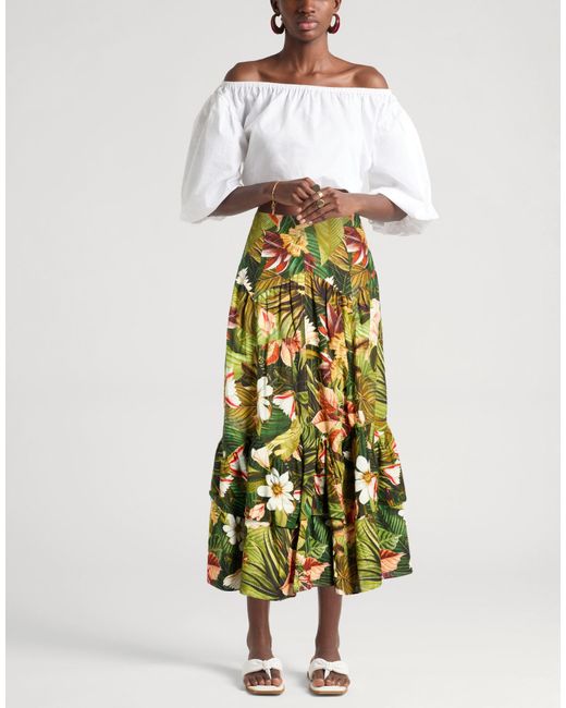 Farm Rio Green Midi Skirts