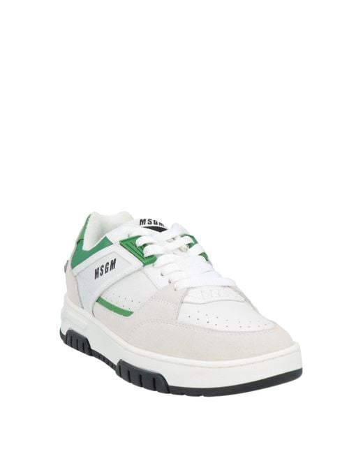 MSGM White Sneakers Leather, Textile Fibers