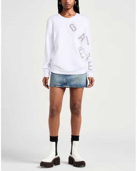 Gaelle Paris White Sweatshirt Cotton, Polyester, Elastane