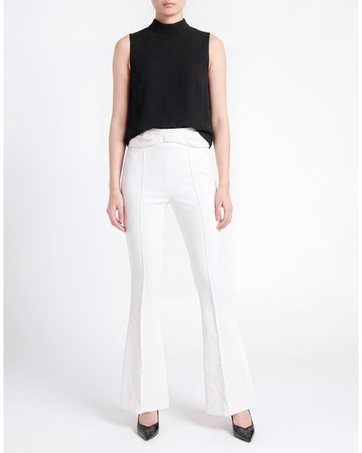 Elisabetta Franchi White Pants Polyester, Elastane