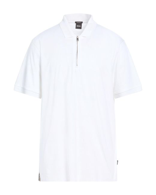 Boss White Polo Shirt Cotton for men