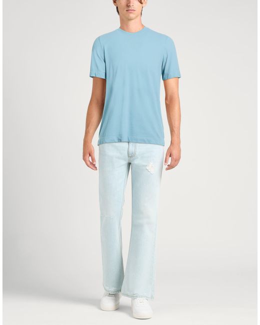 Alpha Studio Blue T-Shirt Cotton, Elastane for men