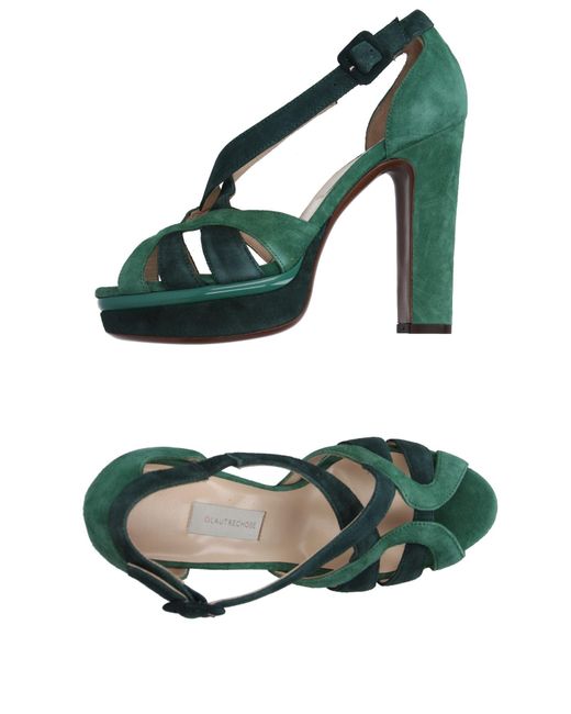 L'Autre Chose Green Sandals Soft Leather