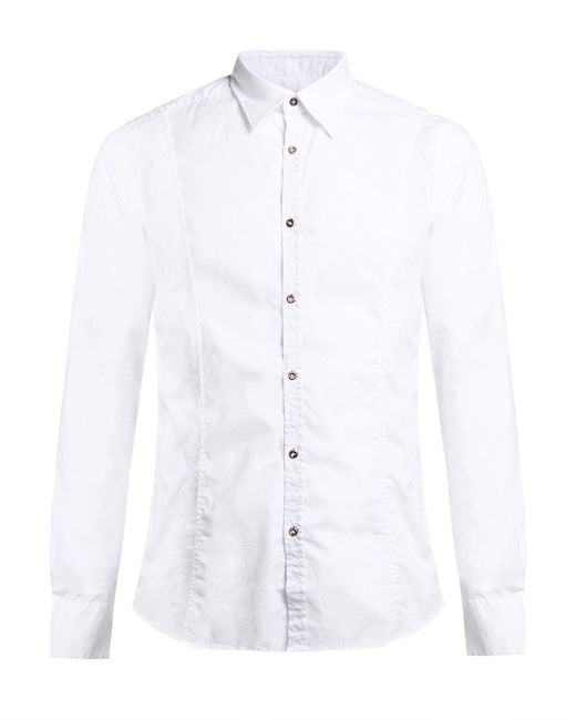 Aglini White Shirt Cotton, Polyamide, Elastane for men
