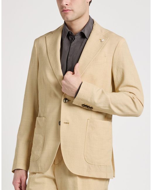 Manuel Ritz Natural Suit Virgin Wool, Elastane for men