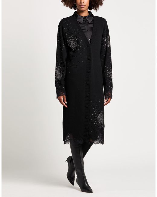GIUSEPPE DI MORABITO Black Midi Dress Wool, Viscose, Polyamide, Cashmere