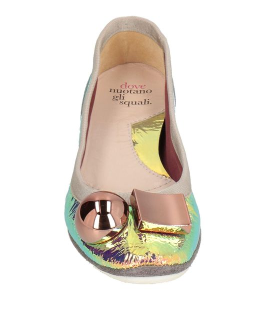 Dove Nuotano Gli Squali Pink Antique Rose Ballet Flats Leather, Textile Fibers