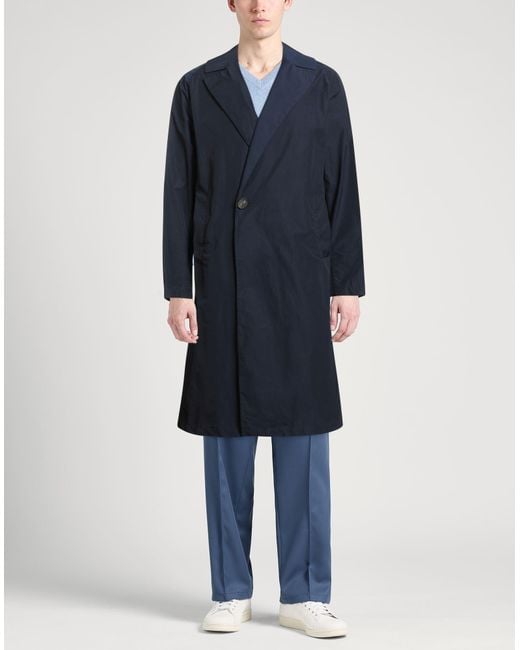Hevò Blue Overcoat & Trench Coat Polyester, Cotton for men