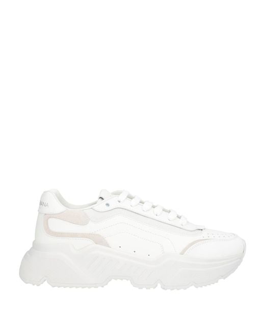 Dolce & Gabbana White Sneakers Leather, Textile Fibers for men