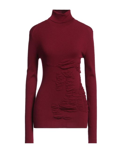 Burberry Red Burgundy Turtleneck Cashmere, Polyester, Polyamide, Elastane