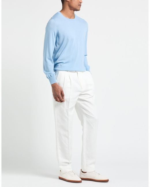 Brunello Cucinelli White Pants Linen, Cotton for men