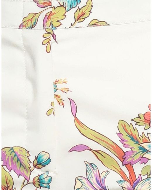 Etro White Ivory Pants Cotton, Elastane