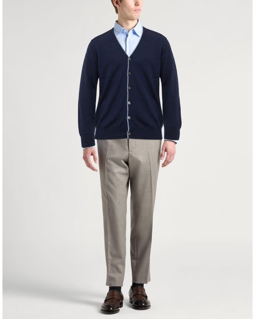Fedeli Blue Cardigan Wool for men