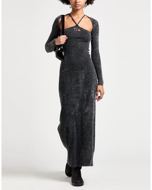 DIESEL Black Maxi Dress Cotton, Elastane