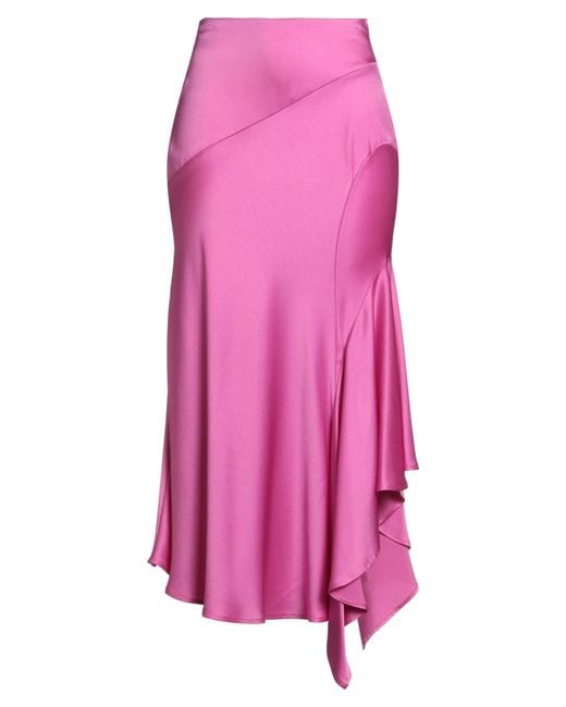 Semicouture Pink Midi Skirt Acetate, Viscose