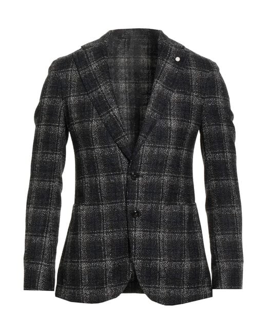 Luigi Bianchi Black Blazer Wool, Polyester for men