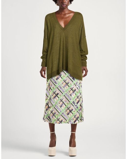 Manila Grace Green Military Sweater Acrylic, Wool, Viscose