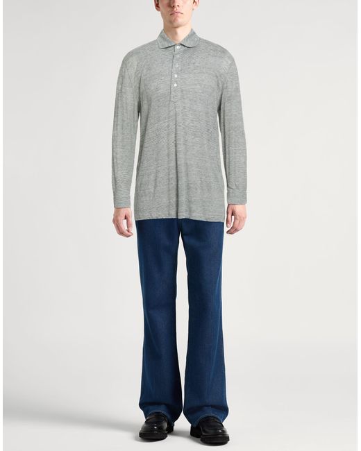 Fedeli Gray Polo Shirt Linen for men