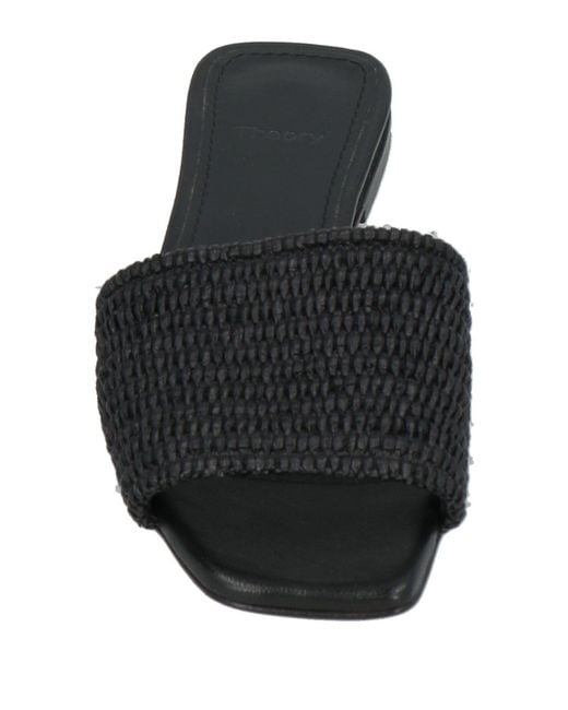 Theory Black Sandals Natural Raffia