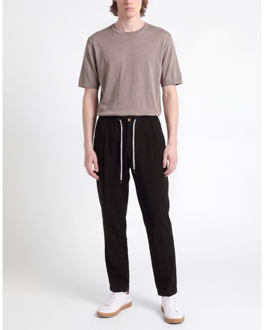 PT Torino Black Pants Lyocell, Linen, Cotton for men