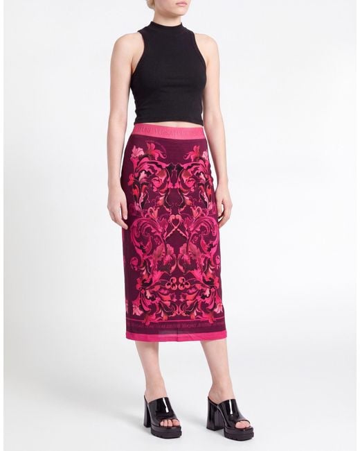 Versace Jeans Couture Red Midi Skirt Viscose, Elastane