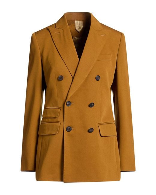 Max Mara Brown Mustard Blazer Virgin Wool, Elastane