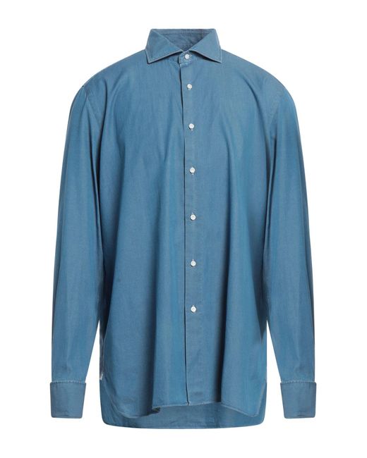 Camicia Jeans di Luigi Borrelli Napoli in Blue da Uomo