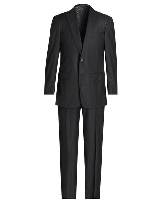 Zilli Black Suit Wool, Silk for men